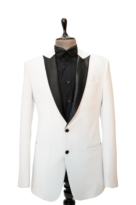 Classic White 2-Piece Tuxedo with black peak lapel