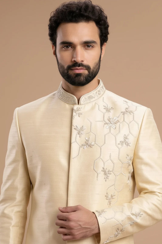 Wedding-Ready Ivory Embroidered Sherwani