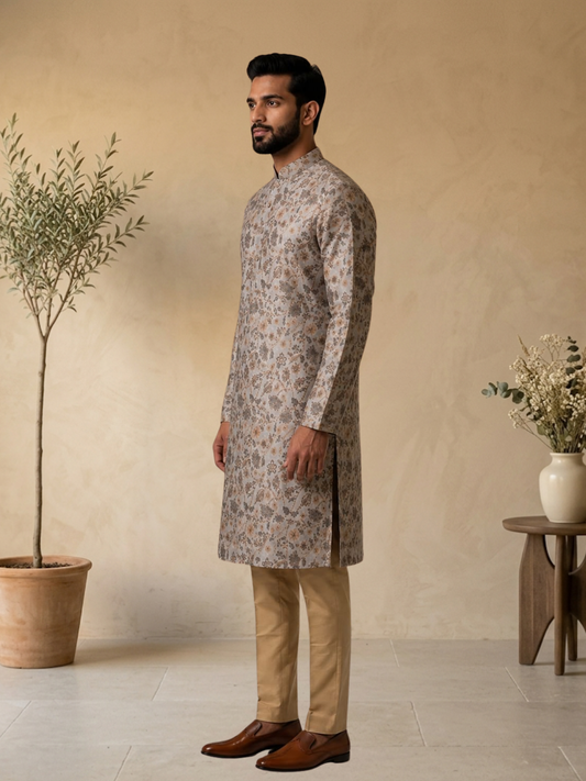 Elegant Textured Floral Ethnic Kurta