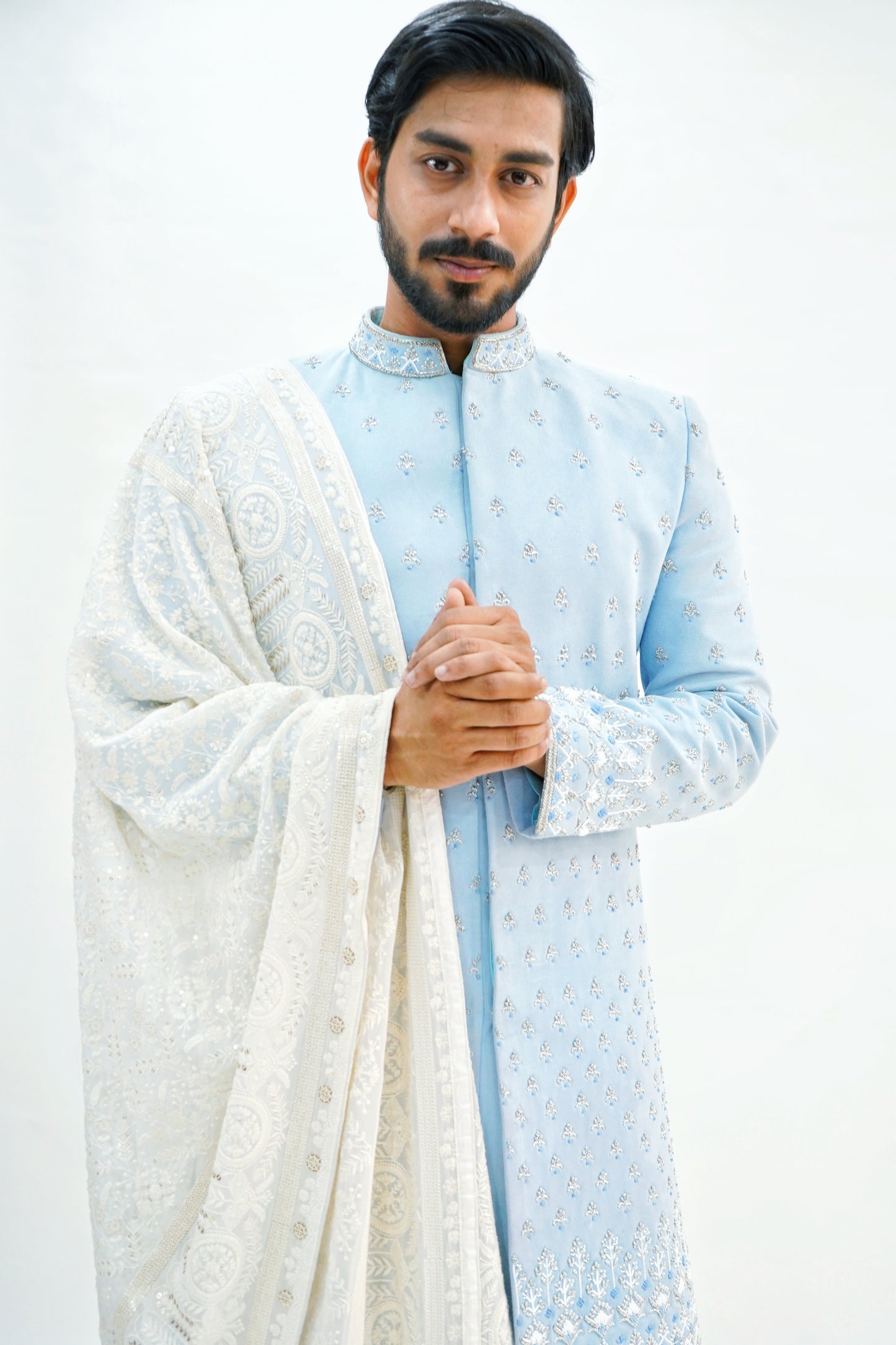 Ice Blue Designer Sherwani