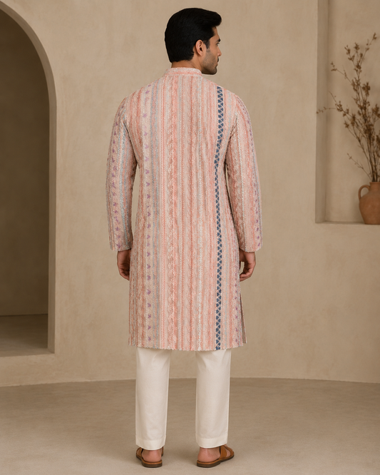 Pastel Blush Embroidered Kurta Set