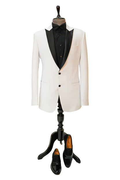 Classic White 2-Piece Tuxedo with black peak lapel