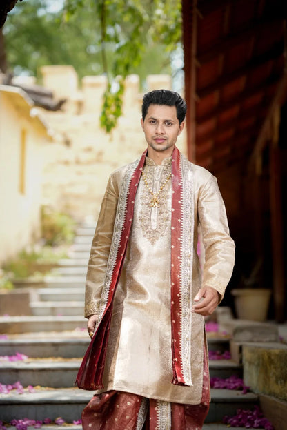Swarna Tejas Luxury Dhoti Set with Stole