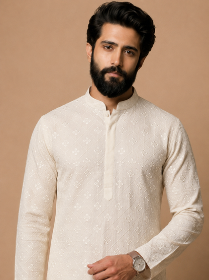 Ivory Blossom Heritage Kurta