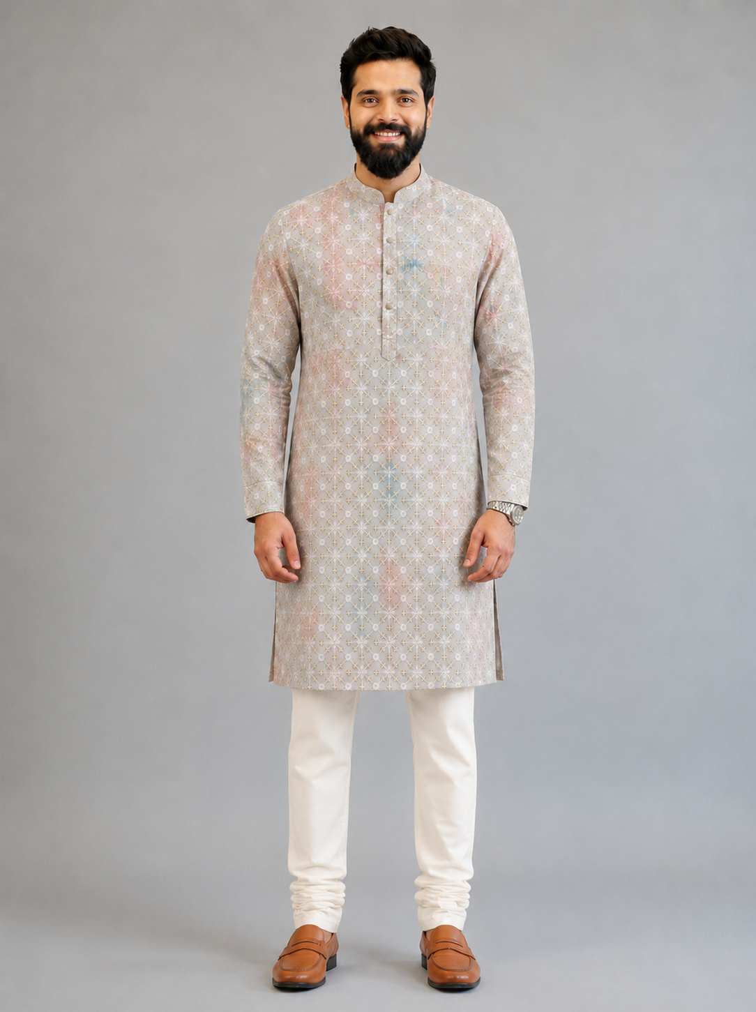 Pastel Heritage Embroidered Kurta