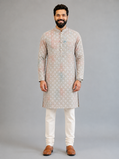 Pastel Heritage Embroidered Kurta