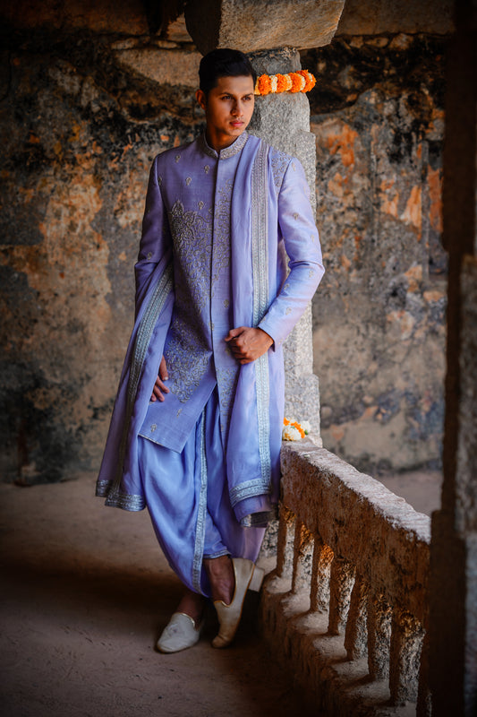 Dupam Sherwani with premium silk dhoti and khandwa