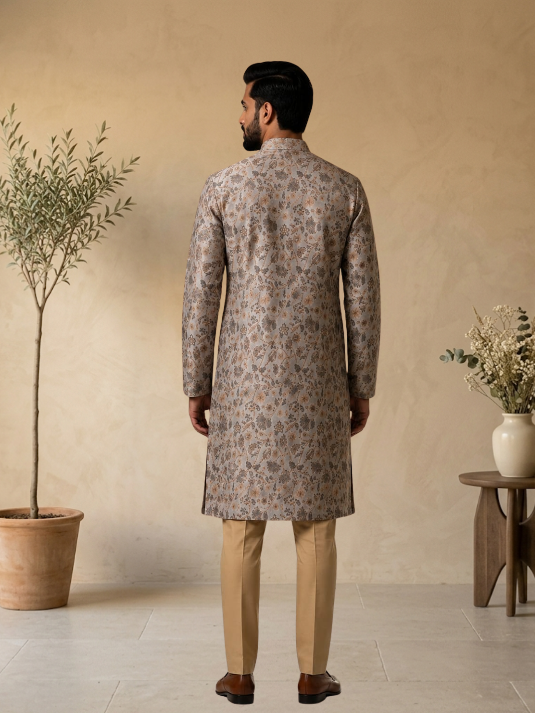 Elegant Textured Floral Ethnic Kurta
