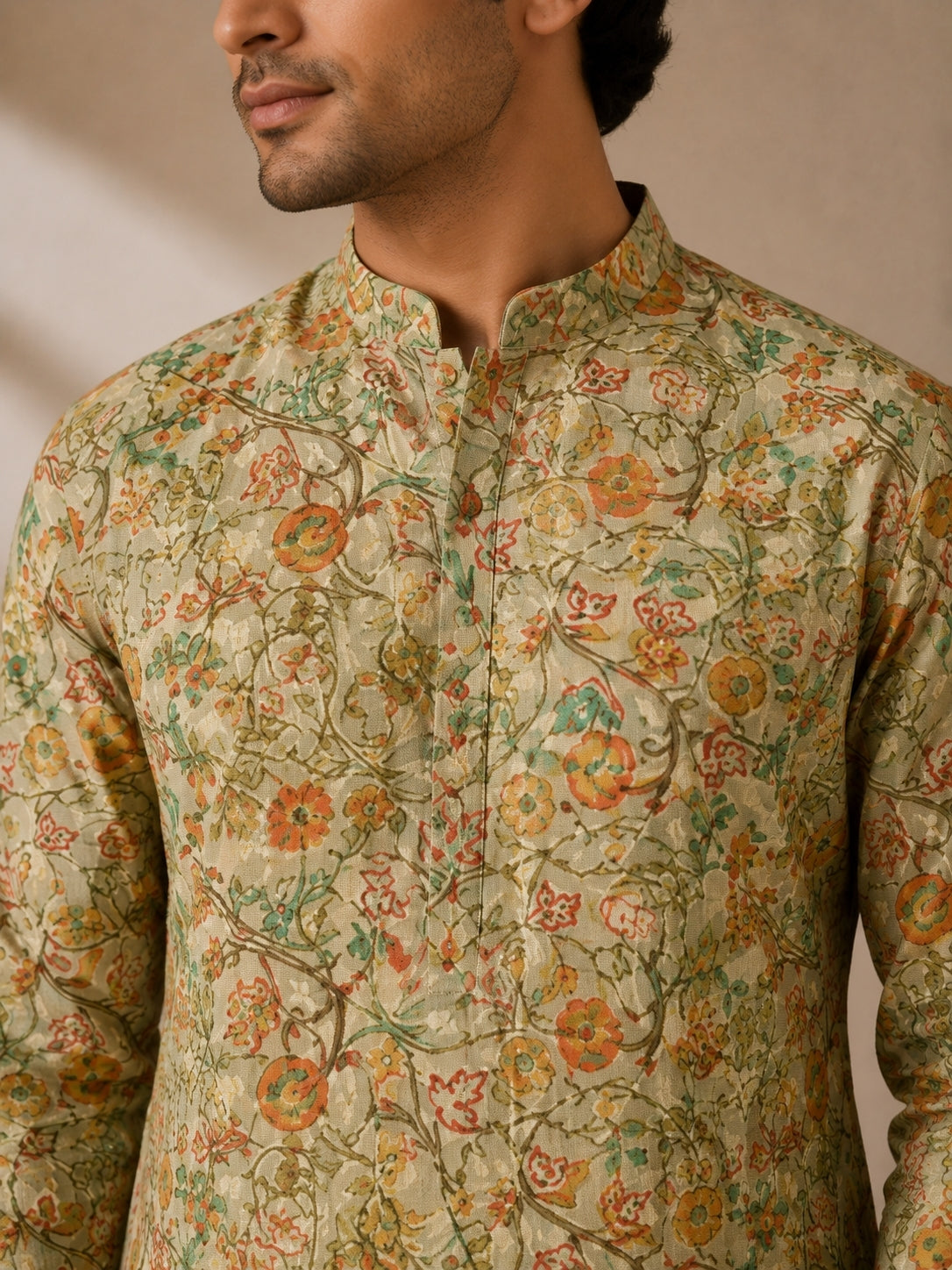 Tradition Reimagined: Modern Floral Kurta for Men.