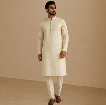 Elegant Textured Floral Ethnic Kurta