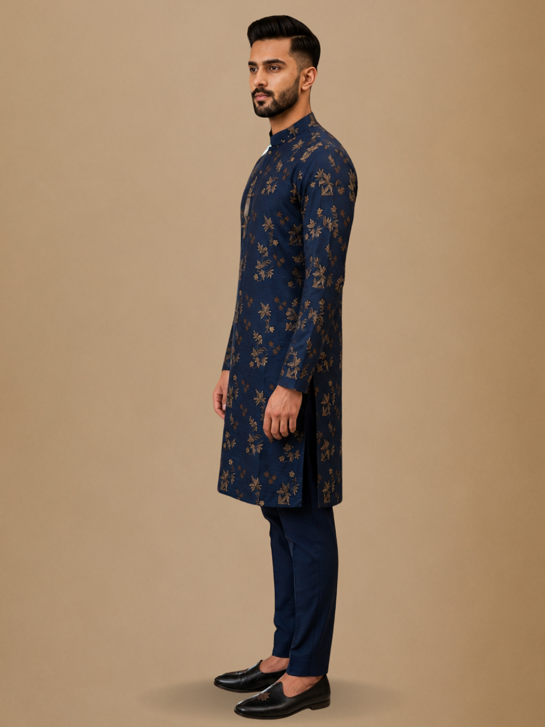 Regal Blue Botanical Kurta