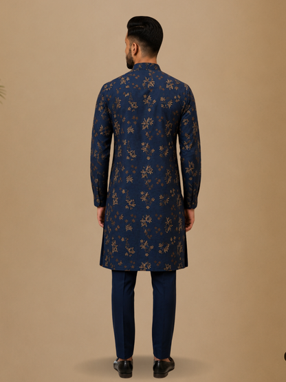 Regal Blue Botanical Kurta