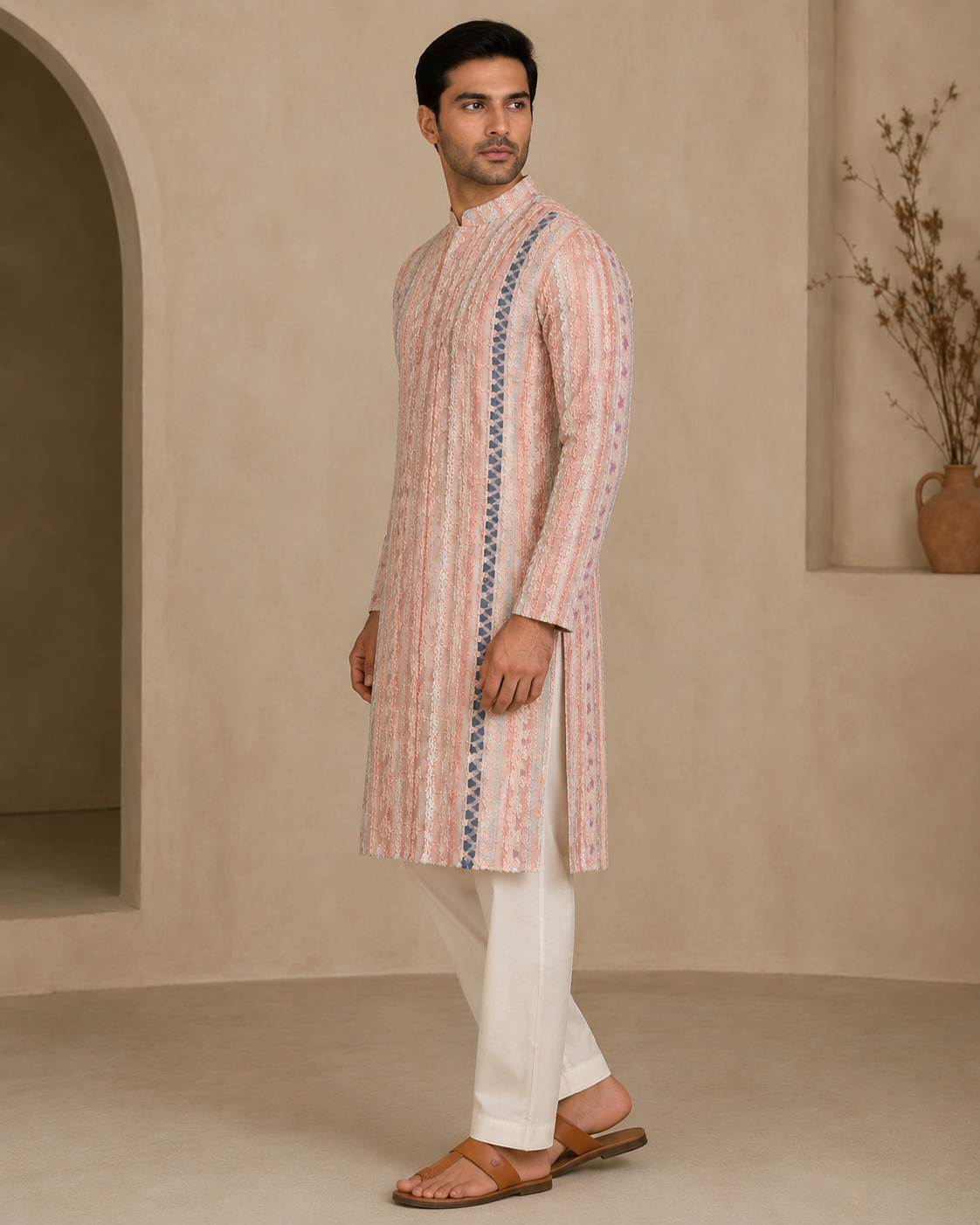 Pastel Blush Embroidered Kurta Set