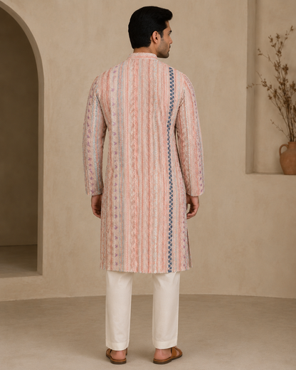 Pastel Blush Embroidered Kurta Set