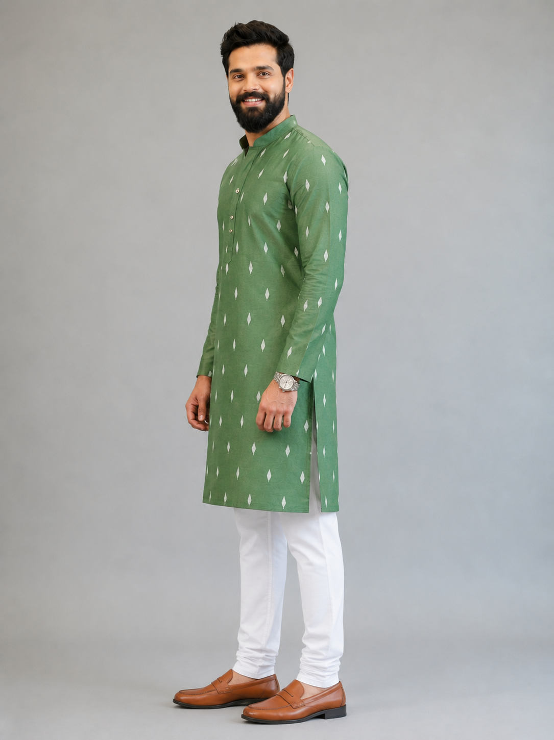 Verdant Ikat Elegance Kurta