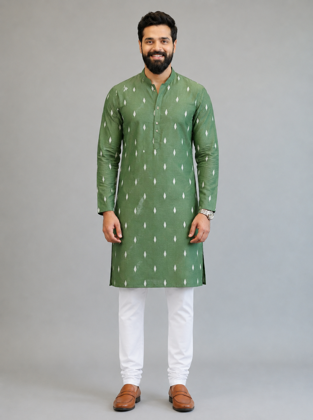 Verdant Ikat Elegance Kurta