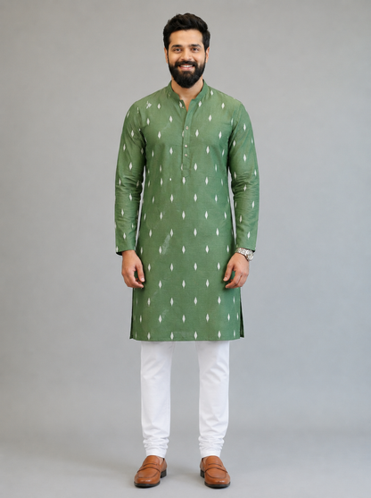 Verdant Ikat Elegance Kurta