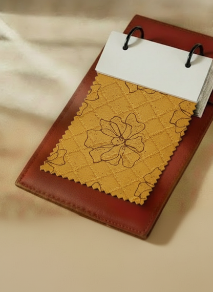 Mustard Yellow Self-Textured Kurta with Line-Art Florals