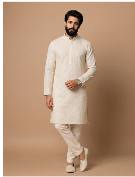 Ivory Blossom Heritage Kurta