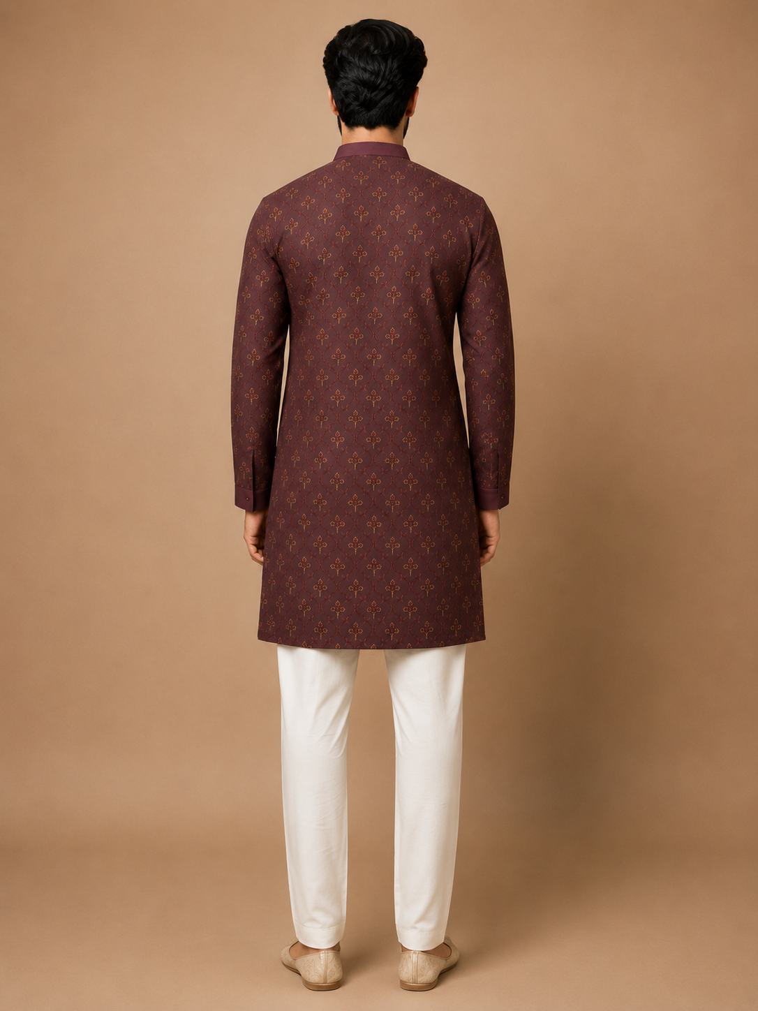 Royal Maroon Heritage Motif Kurta