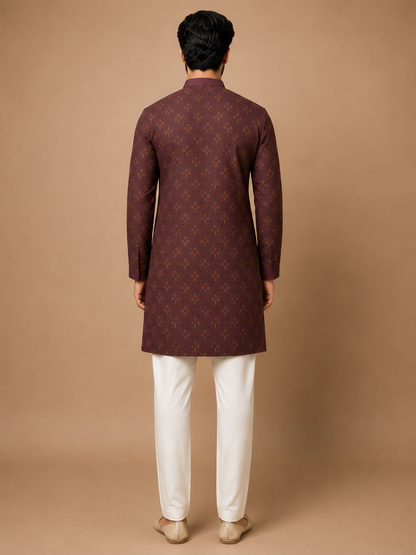 Royal Maroon Heritage Motif Kurta