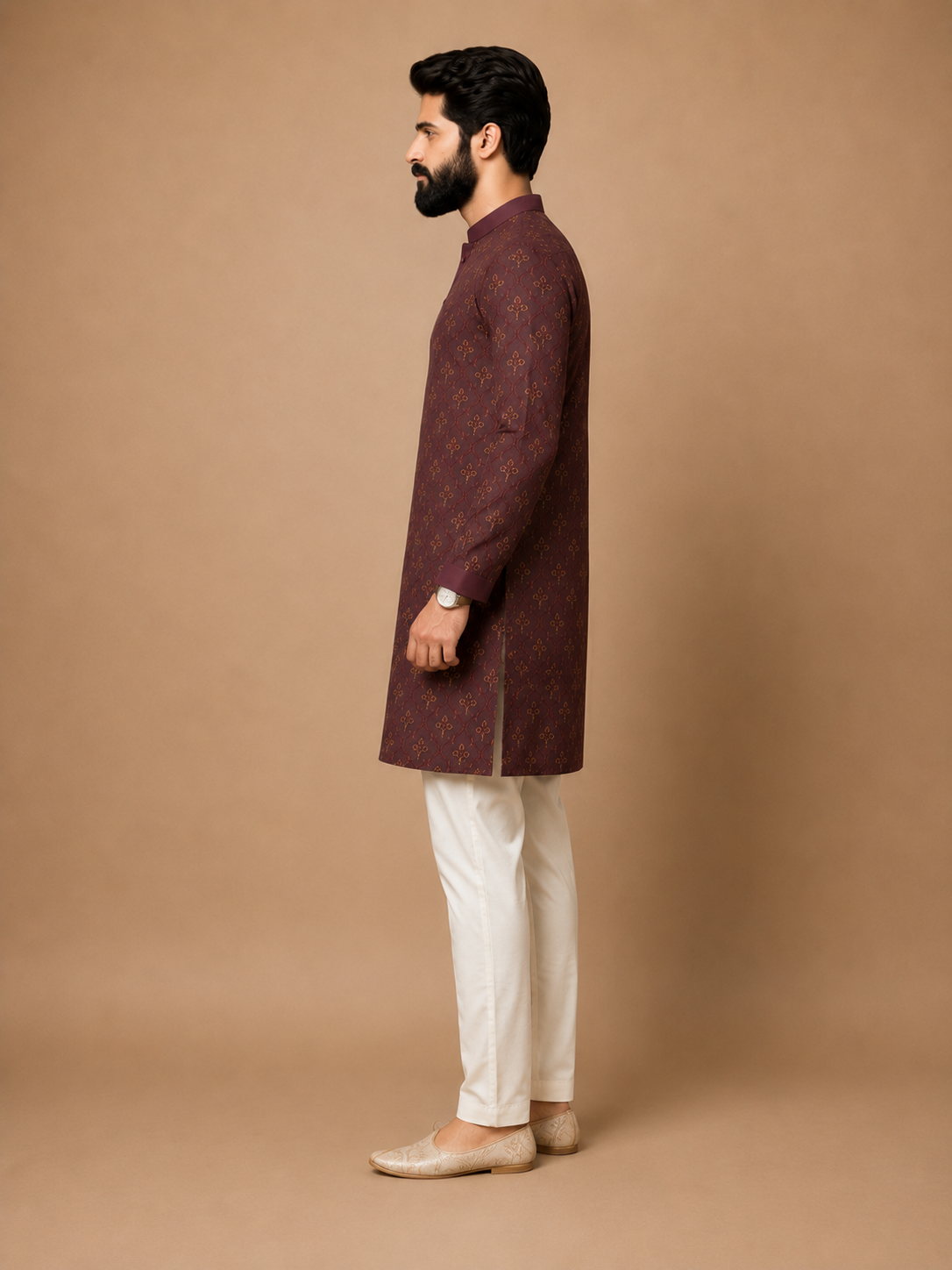 Royal Maroon Heritage Motif Kurta