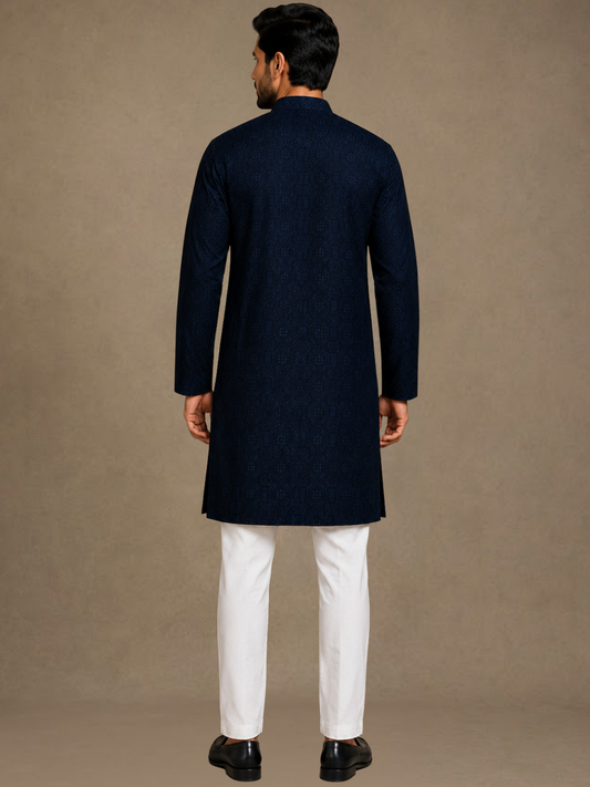 Midnight Azure Textured Kurta