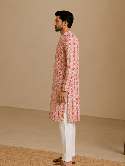 Rosé Garden Chikankari Kurta Set