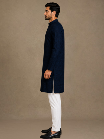 Midnight Azure Textured Kurta